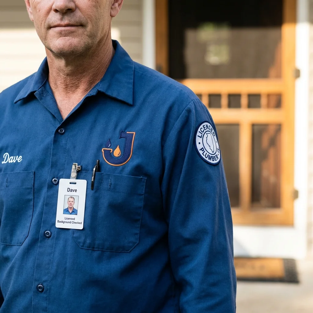 Licensed plumber showing ID badge in Winona, MN